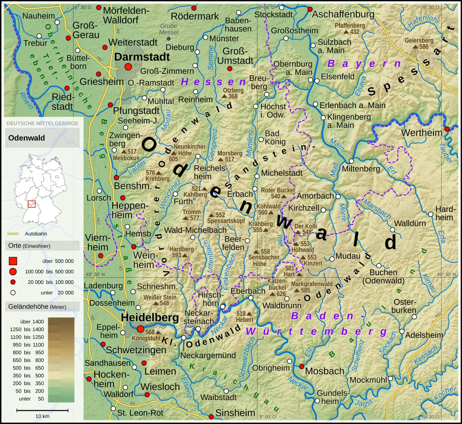 Odenwald - Stiftung Naturschutz - barrierefrei - Karte
